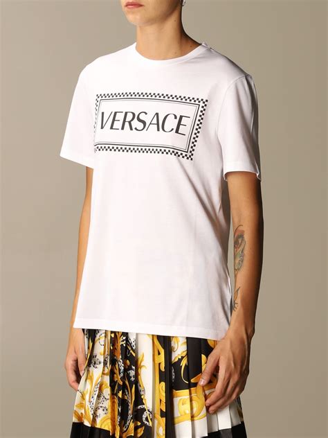 white and black versace shirt|plain white Versace shirt.